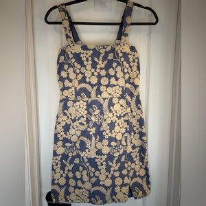 EDDY Floral Square-Neck Sundress in Navy and Cream